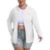 MoFiz Womens Plus Size Sun Protection Jackets Full Zip Lightweight Workout Hiking Athletic Running Hoodies with Thumb Hole(White)
