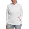 MoFiz Womens Plus Size Sun Protection Jackets Full Zip Lightweight Workout Hiking Athletic Running Hoodies with Thumb Hole(White)