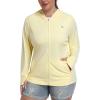 MoFiz Womens Plus Size Sun Protection Jackets Full Zip Lightweight Workout Hiking Athletic Running Hoodies with Thumb Hole(Yellow)