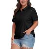 MoFiz Plus Size Zipper Up Golf Polo Shirts for Women Short Sleeve Collared Tennis Workout Tops Casual Activewear XL-5XL(Black)