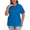 MoFiz Plus Size Zipper Up Golf Polo Shirts for Women Short Sleeve Collared Tennis Workout Tops Casual Activewear XL-5XL(Blue)