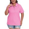 MoFiz Plus Size Zipper Up Golf Polo Shirts for Women Short Sleeve Collared Tennis Workout Tops Casual Activewear XL-5XL(Pink)