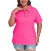 MoFiz Plus Size Zipper Up Golf Polo Shirts for Women Short Sleeve Collared Tennis Workout Tops Casual Activewear XL-5XL(Rose Red)
