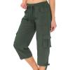 MoFiz Womens Capris with Pockets Loose Fit Casual Capri Pants Dressy Lightweight Ladies Baggy Cargo Pants for Hiking(Army Green)
