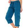 MoFiz Womens Capris with Pockets Loose Fit Casual Capri Pants Dressy Lightweight Ladies Baggy Cargo Pants for Hiking(Blue)