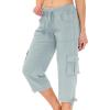 MoFiz Womens Capris with Pockets Loose Fit Casual Capri Pants Dressy Lightweight Ladies Baggy Cargo Pants for Hiking(Light Gray)