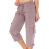 MoFiz Womens Capris with Pockets Loose Fit Casual Capri Pants Dressy Lightweight Ladies Baggy Cargo Pants for Hiking(Pink)