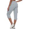 MoFiz Women’s Cargo Capris Pants with Pockets Lightweight Quick Dry Travel Hiking Summer Pants for Women(Gray)