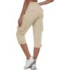 MoFiz Women’s Cargo Capris Pants with Pockets Lightweight Quick Dry Travel Hiking Summer Pants for Women(Khaki)