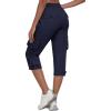 MoFiz Women’s Cargo Capris Pants with Pockets Lightweight Quick Dry Travel Hiking Summer Pants for Women(Navy)