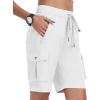 MoFiz Women’s Cargo Shorts Quick Dry Athletic Shorts Lightweight Running Summer Hiking Shorts with Pockets(White)