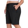 MoFiz Women’s Plus Size Hiking Cargo Shorts Quick Dry Golf Active Shorts Lightweight Summer Shorts with Pockets(Black)