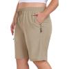 MoFiz Women’s Plus Size Hiking Cargo Shorts Quick Dry Golf Active Shorts Lightweight Summer Shorts with Pockets(Khaki)