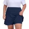 MoFiz Women’s Plus Size Skorts with Pockets Tennis Golf Skirt with Shorts Knee Length High Waisted Athletic Workout Skort(Navy Blue)