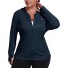 MoFiz Womens Plus Size Sun Protection Jackets Full Zip Lightweight Workout Hiking Athletic Running Hoodies with Thumb Hole(Navy)