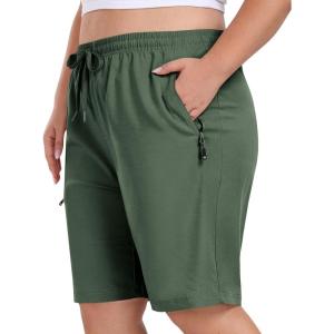 MoFiz Women’s Plus Size Hiking Cargo Shorts Quick Dry Golf Active Shorts Lightweight Summer Shorts with Pockets(Army Green)