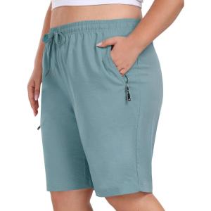 MoFiz Women’s Plus Size Hiking Cargo Shorts Quick Dry Golf Active Shorts Lightweight Summer Shorts with Pockets(Grey Blue)