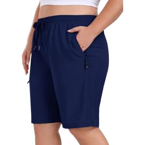MoFiz Women’s Plus Size Hiking Cargo Shorts Quick Dry Golf Active Shorts Lightweight Summer Shorts with Pockets(Navy)
