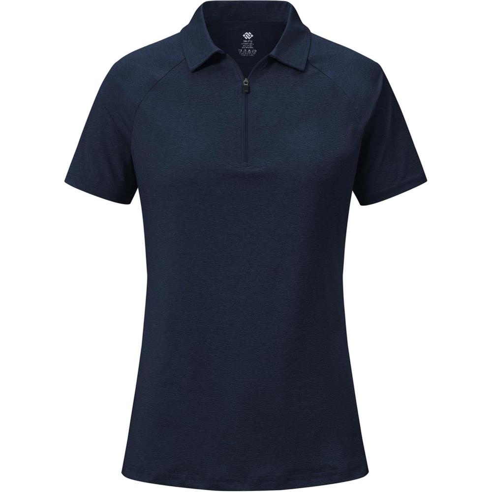 image:imageMoFiz Womens Golf Polo Shirt Short Sleeve Collared 14 Zip Athletic Tennis Shirt QuickDry Lightweight Summer Casual TopsNavy Blue