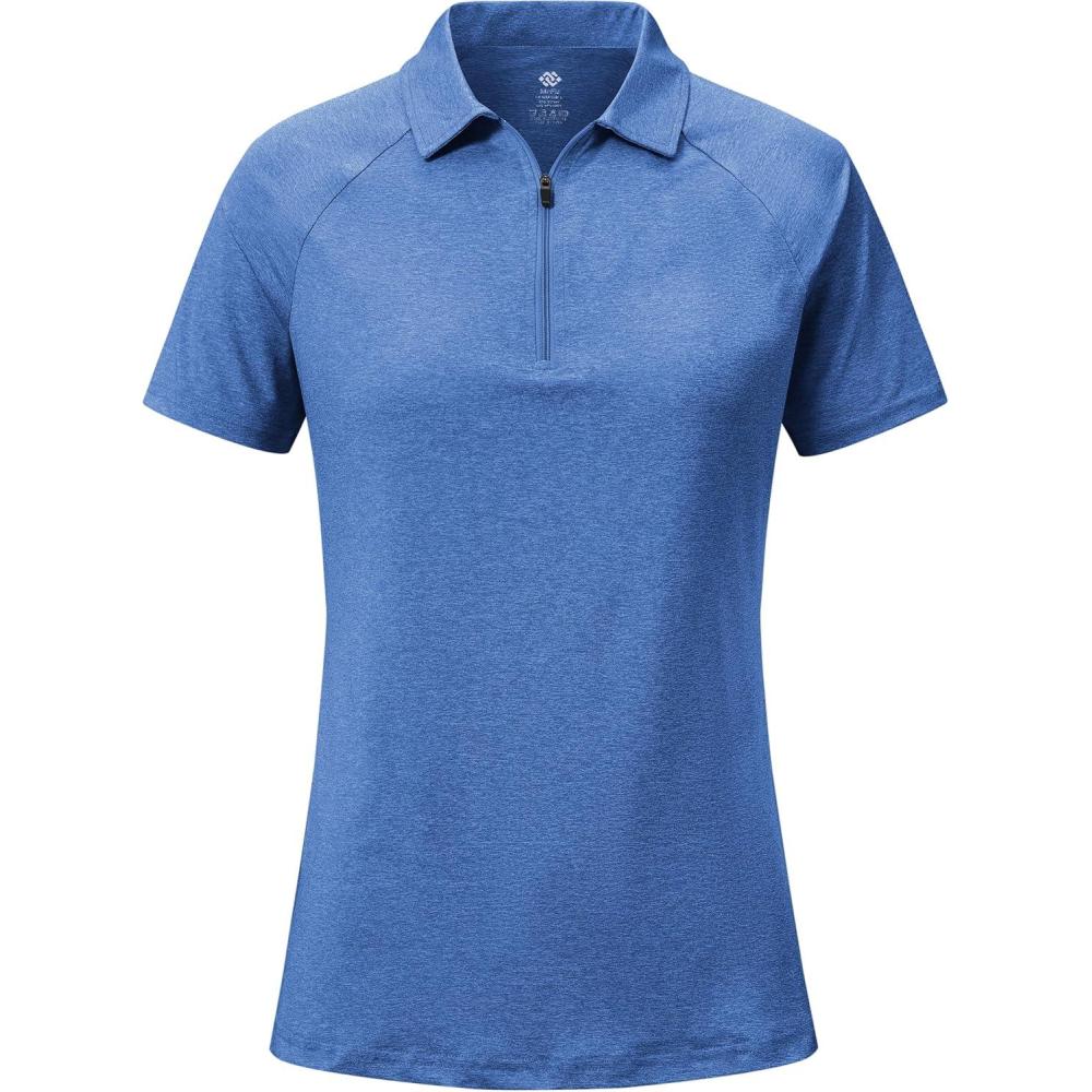image:imageMoFiz Womens Golf Polo Shirt Short Sleeve Collared 14 Zip Athletic Tennis Shirt QuickDry Lightweight Summer Casual TopsSky Blue