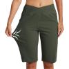 MoFiz Women’s Bermuda Long Shorts 12″ High Waisted Knee Length Shorts for Women Summer Athletic Running Shorts(Army Green)