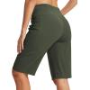 MoFiz Women’s Bermuda Long Shorts 12″ High Waisted Knee Length Shorts for Women Summer Athletic Running Shorts(Army Green)