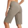 MoFiz Women’s Bermuda Long Shorts 12″ High Waisted Knee Length Shorts for Women Summer Athletic Running Shorts(Dark Khaki)