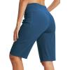 MoFiz Women’s Bermuda Long Shorts 12″ High Waisted Knee Length Shorts for Women Summer Athletic Running Shorts(Indigo)