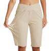 MoFiz Women’s Bermuda Long Shorts 12″ High Waisted Knee Length Shorts for Women Summer Athletic Running Shorts(Mika)