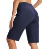MoFiz Women’s Bermuda Long Shorts 12″ High Waisted Knee Length Shorts for Women Summer Athletic Running Shorts(Navy)