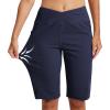 MoFiz Women’s Bermuda Long Shorts 12″ High Waisted Knee Length Shorts for Women Summer Athletic Running Shorts(Navy)