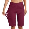 MoFiz Women’s Bermuda Long Shorts 12″ High Waisted Knee Length Shorts for Women Summer Athletic Running Shorts(Wine Red)