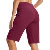 MoFiz Women’s Bermuda Long Shorts 12″ High Waisted Knee Length Shorts for Women Summer Athletic Running Shorts(Wine Red)