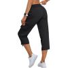 MoFiz Women’s Cargo Capris Hiking Pants Lightweight Quick Dry Outdoor Athletic Travel Casual Loose Comfy Cute Zipper Pockets(C01-black)