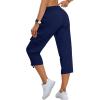 MoFiz Women’s Cargo Capris Hiking Pants Lightweight Quick Dry Outdoor Athletic Travel Casual Loose Comfy Cute Zipper Pockets(C03-navy)