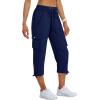 MoFiz Women’s Cargo Capris Hiking Pants Lightweight Quick Dry Outdoor Athletic Travel Casual Loose Comfy Cute Zipper Pockets(C03-navy)