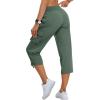 MoFiz Women’s Cargo Capris Hiking Pants Lightweight Quick Dry Outdoor Athletic Travel Casual Loose Comfy Cute Zipper Pockets(C04-army Green)