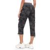 MoFiz Women’s Cargo Capris Hiking Pants Lightweight Quick Dry Outdoor Athletic Travel Casual Loose Comfy Cute Zipper Pockets(C05-camouflage Gray)