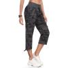 MoFiz Women’s Cargo Capris Hiking Pants Lightweight Quick Dry Outdoor Athletic Travel Casual Loose Comfy Cute Zipper Pockets(C05-camouflage Gray)