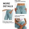 MoFiz Women’s Cargo Capris Hiking Pants Lightweight Quick Dry Outdoor Athletic Travel Casual Loose Comfy Cute Zipper Pockets(C06-dusty Blue)