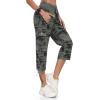 MoFiz Women’s Cargo Capris Hiking Pants Lightweight Quick Dry Outdoor Athletic Travel Casual Loose Comfy Cute Zipper Pockets(C08-camouflage Green)