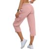 MoFiz Women’s Cargo Capris Hiking Pants Lightweight Quick Dry Outdoor Athletic Travel Casual Loose Comfy Cute Zipper Pockets(C09-dusty Pink Khaki)