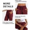 MoFiz Women’s Cargo Capris Hiking Pants Lightweight Quick Dry Outdoor Athletic Travel Casual Loose Comfy Cute Zipper Pockets(C10-wine Red Khaki)
