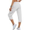 MoFiz Women’s Cargo Capris Hiking Pants Lightweight Quick Dry Outdoor Athletic Travel Casual Loose Comfy Cute Zipper Pockets(C11-rice White Khaki)