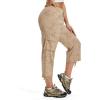 MoFiz Women’s Cargo Capris Hiking Pants Lightweight Quick Dry Outdoor Athletic Travel Casual Loose Comfy Cute Zipper Pockets(C12-camouflage Khaki)
