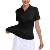 MoFiz Women’s Golf Polo Shirt Short Sleeve Collared 1/4 Zip Athletic Tennis Shirt Quick-Dry Lightweight Summer Casual Tops(Black)