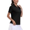 MoFiz Women’s Golf Polo Shirt Short Sleeve Collared 1/4 Zip Athletic Tennis Shirt Quick-Dry Lightweight Summer Casual Tops(Black)