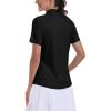 MoFiz Women’s Golf Polo Shirt Short Sleeve Collared 1/4 Zip Athletic Tennis Shirt Quick-Dry Lightweight Summer Casual Tops(Black)