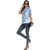 MoFiz Women’s Golf Polo Shirt Short Sleeve Collared 1/4 Zip Athletic Tennis Shirt Quick-Dry Lightweight Summer Casual Tops(Blue Botanical Print)