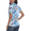 MoFiz Women’s Golf Polo Shirt Short Sleeve Collared 1/4 Zip Athletic Tennis Shirt Quick-Dry Lightweight Summer Casual Tops(Blue Botanical Print)